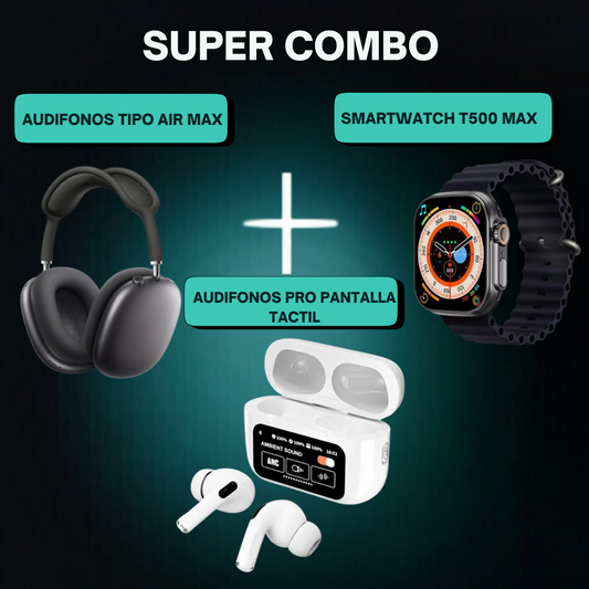 Combo Reloj Smart + Audífonos + Diadema